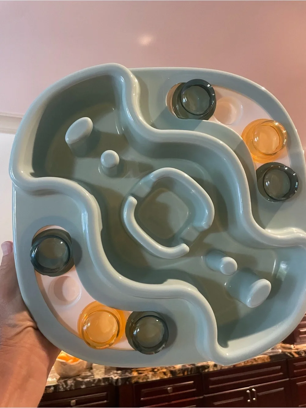 Slow Feed Interactive Dog Bowl Puzzle - Seafoam Blue - never used- new in box
